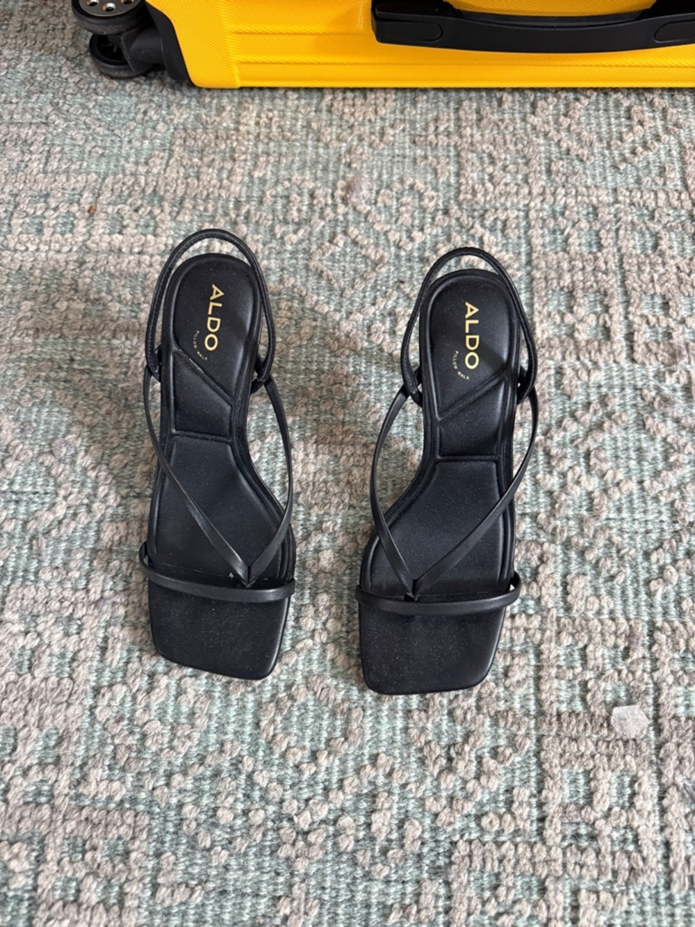 ALDO Black Strappy Square-Toe Slingback Heels